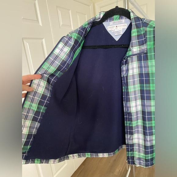 Tommy Hilfiger Coat Jacket Green Blue Plaid Golf Wind Breaker size Medium - Picture 6 of 11